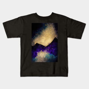 Golden Aurora over the purple mountains Kids T-Shirt